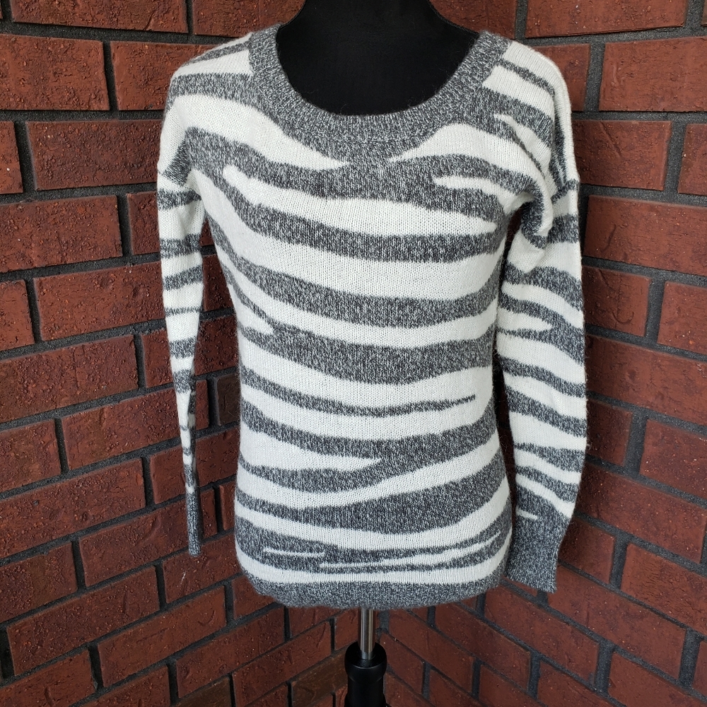 Express Gray Zebra Striped Sweater, Women's S